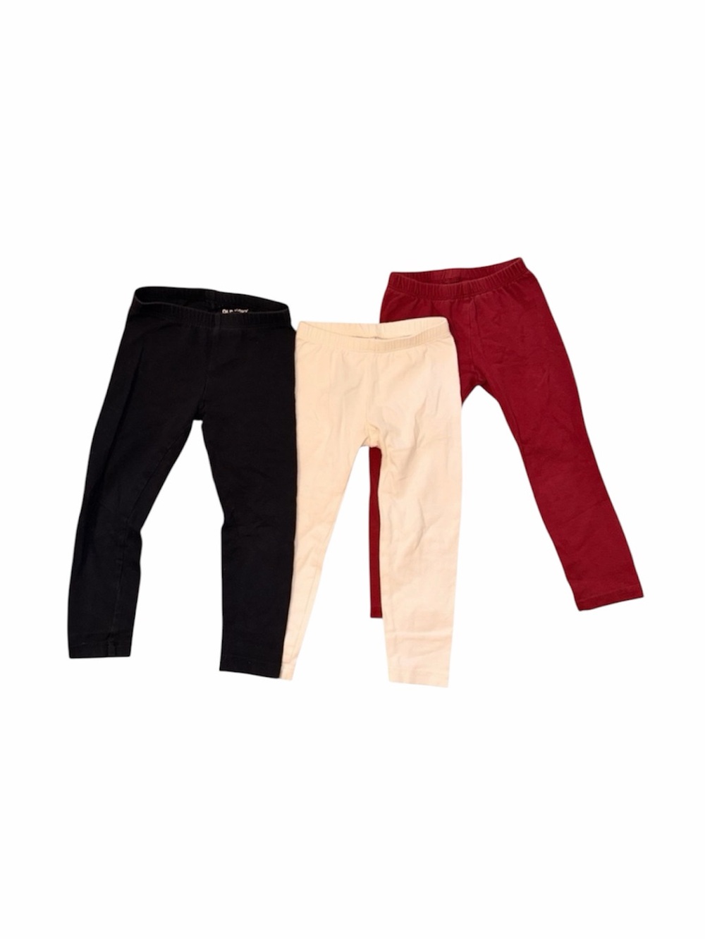Old Navy Girls' 3-Pack Leggings - Black, Cream & Maroon, 3T